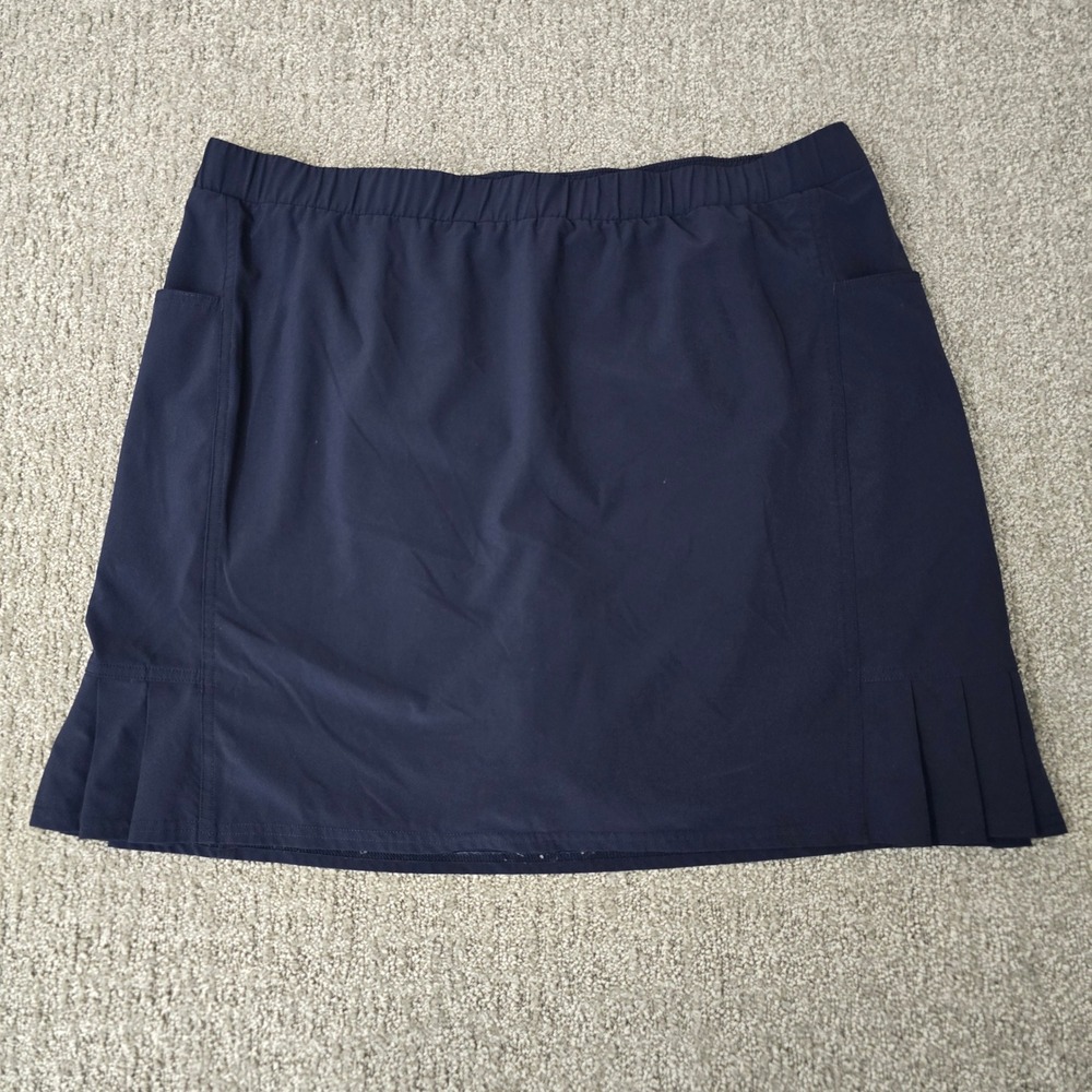 Chicos Zenergy Skort Womens 3 XL Navy Blue Pleated Golf Tennis Pickleball